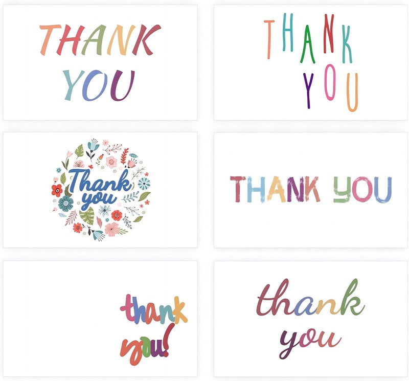 WEIZHEN Mini Thank You Card 240-Count Thank You for Your Order Cards - Thank You For Supporting My Business Cards, 6 Styles - 2" x 3.5" Small Customer Appreciation Cards for Shops, Online Retailers, Business Owners - Image 1